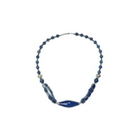 Mogul Bohemian Jewelry Lapiz Lazuli Blue Beaded Necklace Twisted Beads Stones