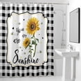 thumbnail image 2 of Floral Sunflowers Shower Curtain, Black Plaid You Are My Sunshine Country Waterproof Shower Curtain Set with 12 Hooks Lightweight Bath Curtains Fabric Bathroom Decor 72x72 Inches, 2 of 9
