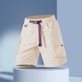 thumbnail image 5 of Josdec Men's Casual Cargo Shorts Solid Color with Multi-Pockets Adjustable Belt Elastic Waist Work Pants, 5 of 5