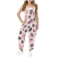 thumbnail image 2 of Odeerbi 5-14 Years Kids Girls Summer Jumpsuit Cow Print Camisole Romper Spring Casual Breathable Comfortable Overalls Strap Bib Overall Pants Playsuit, 2 of 8