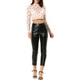 thumbnail image 3 of INSPIRE CHIC Valentine's Day Women's Crop Top Semi-Sheer Mesh Long Sleeve Crew Neck Blouse M White, 3 of 8