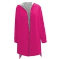 thumbnail image 5 of Arlun Plus Size Women's Full Zipper Coat Winter Fall Fashion Loose Warm Comfy Mid Outerwear Casual Solid Color Long Sleeve Irregular Hem Hooded Jackets with Pockets Hot Pink1 L, 5 of 5