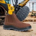 thumbnail image 4 of CRZ822 6 inch Composite Toe 100% Leather Slip Resistant Impact Resistant Work Boots, Slip On Chelsea Working Boots For Men Reddish Brown Shoes Size 7, 4 of 8