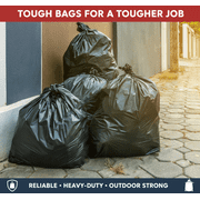 33 Gallon Trash Bags (100 Count), Garbage Bags 30-32 Gallon, High Density Bags with Tying Ropes