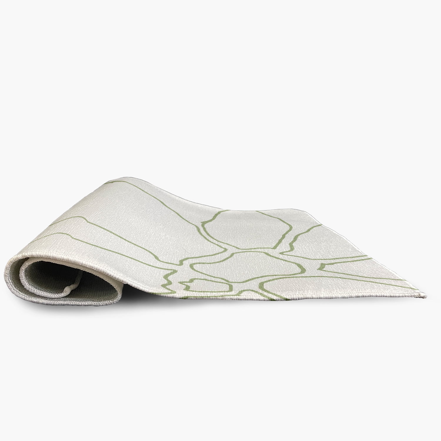 Simply Daisy 5' Round Green/White Petal Lines Spring Chenille Indoor/Outdoor Rug