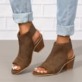 thumbnail image 3 of SACFOF Womens Peep Toe Booties Summer Chunky Low Heels Cutout Sandals Slingback Ankle Booties Western Shoes, 3 of 5