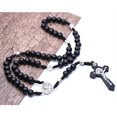 thumbnail image 5 of Collar de madera negra con forma de cruz de Cristo Jesús, rosario católico, 5 of 5