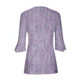 thumbnail image 2 of Blouses pour Femmes, T-Shirt Imprimé Manches 3/4 Blouse Col en V Décontractée, 2 of 5