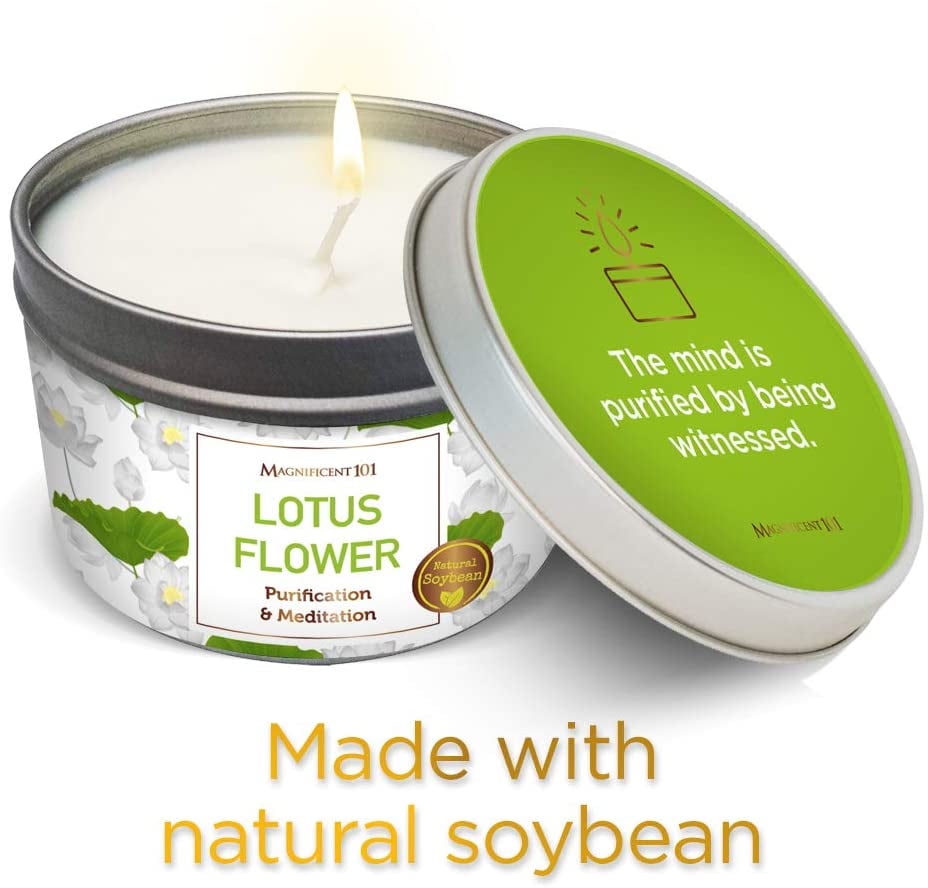 MAGNIFICENT 101 Lotus Flower Aromatherapy Candle for Purification and Meditation, Banishes