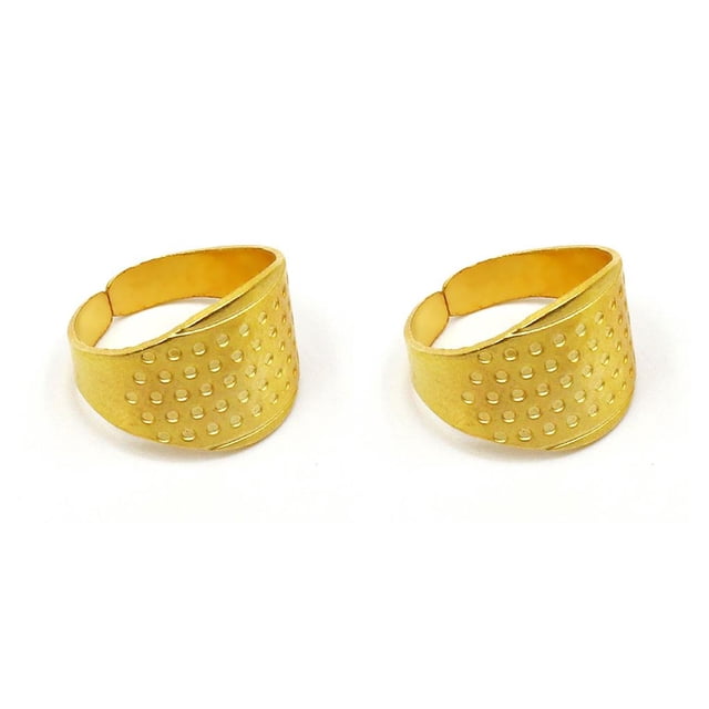 bedienty Knitting Rings Finger for Protection Thimble Adjustable Sewing Loop Specially-designed Crochet Tools for Home Yarn Crafts Gold Ring 2Set