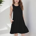 thumbnail image 2 of NAISIBABY Girls Casual Dresses with Pockets, Sleeveless Crewneck Soft Flowy Summer Flare Fit Dresses Black Size 6, 2 of 8