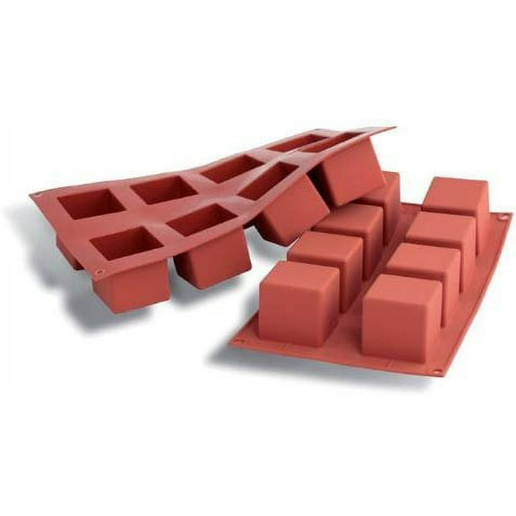 Silikomart Professional Flexible Silicone Bakeware, Cube 4 Oz, 50mm x 50mm x 50mm High 8 Cavities