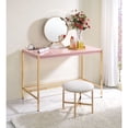 thumbnail image 3 of Hassch Modern Small Writing Desk Computer Table with Built-in USB Port & Plug Gold Frame Dressing Table, Pink, 3 of 6