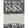 thumbnail image 3 of Zebra Print Comforter & Sham Bedding Set, Exotic Savanna Inspired Animal Skin Diagonal and Wavy Illustration, 3 pcs Duvet Set Microfiber Filling Quilt, 5 Sizes, Charcoal Grey and White, by Ambesonne, 3 of 4