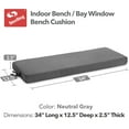 thumbnail image 2 of Sterling Bench Cushions for Indoor Furniture, 34" x 12.5" Window Bench Cushion, Piano Bench Cushion for Bedroom, Living Room and Dining Room, Gray, 2 of 7