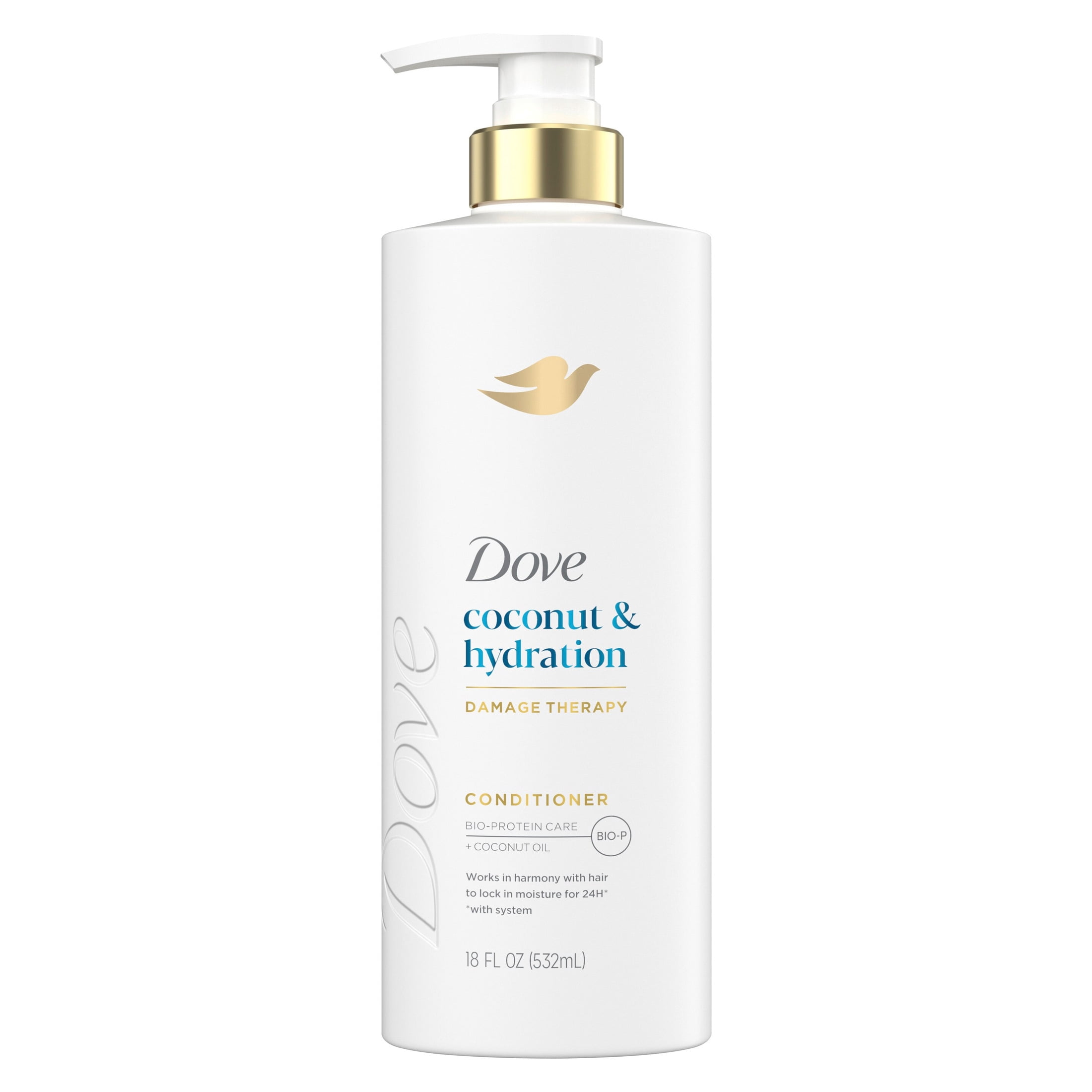 (4 pack) Dove Conditioner for Dry Hair Coconut & Hydration with Bio-Protein Care Technology and Coconut Oil, 18 Fl Oz
