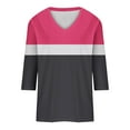 thumbnail image 5 of Lmnyox Women's Fashion Shirts 3/4 Sleeve V Neck Casual T Shirts 2025 Spring Summer Loose Trendy Blouse Tops, 5 of 7
