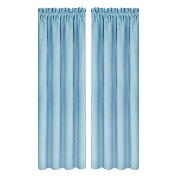 JeashCHAT 2 Panels Blackout Curtains for Bedroom and Living Room, Thermal Insulated Long Curtains Solid Color Rod Pocket Drapes Window Treatments, 84 x 38 inch, Light Blue