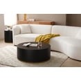 thumbnail image 2 of Kevinplus Black Coffee Table with Gold Rim Bottom End Table Round Wood Side Table for Living Room Bedroom, 2 of 10