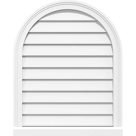 Ekena Millwork GVPRT16X2203SF Évent de Pignon en PVC à Montage en Surface Rond, 16"L x 22"H, Blanc Amorcé en Usine