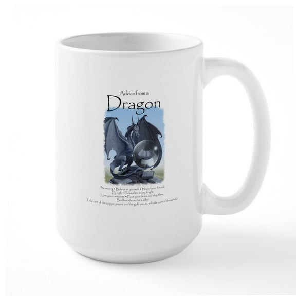 CafePress - Advice From A Dragon Large Mug - 15 oz Ceramic Large White Novelty Mug