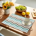 thumbnail image 5 of Placemats Set of 6, Teal Brown Stripe Waves Place Mats Lines Striped Tablemats Washable Placemat Table Decoration for Kitchen Table Dinner Party Home Decor Indoor Outdoor 13x19 Inch, 5 of 9