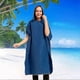 thumbnail image 5 of Double Sided Fleece Hooded Quick Dry Absorbent Cloak for Men Women Adults - Dark Blue, 5 of 5
