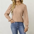 thumbnail image 5 of Uootdi Women's Long Sleeve Shirts Puff Sleeve Elegant Cutout Front Textured Top Dressy Casual Slim Fitted Blouse Streetwea Gift r Going Out, 5 of 8