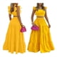 thumbnail image 2 of Conjunto de 2 Piezas para Mujer: Top Corto con Tirantes Finos y Falda Larga con Volantes y Cintura Fruncida Amarillo S, 2 of 6