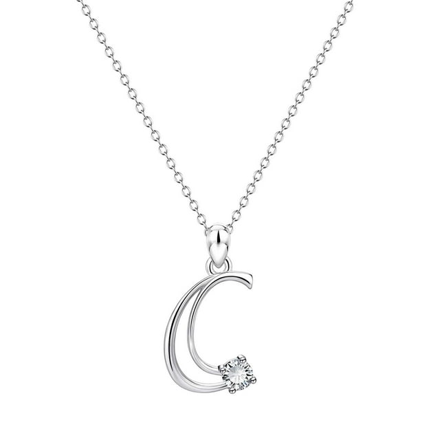 SIfdSeng Collier en Strass en Forme d'Alphabet Initial 26 pour Femmes Colliers pour Femmes A Z 26 Alphabet Initial Colliers Argentés pour Femmes Filles