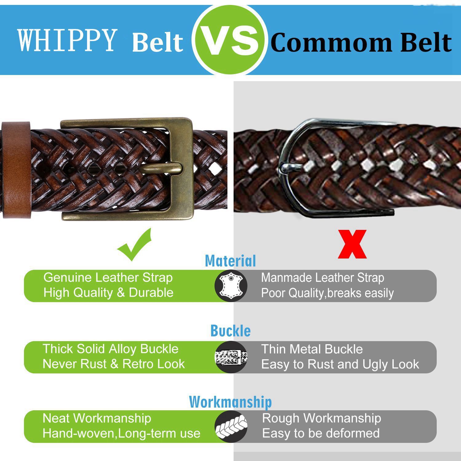 Whippy Men's Braided Leather Belt photo 6
