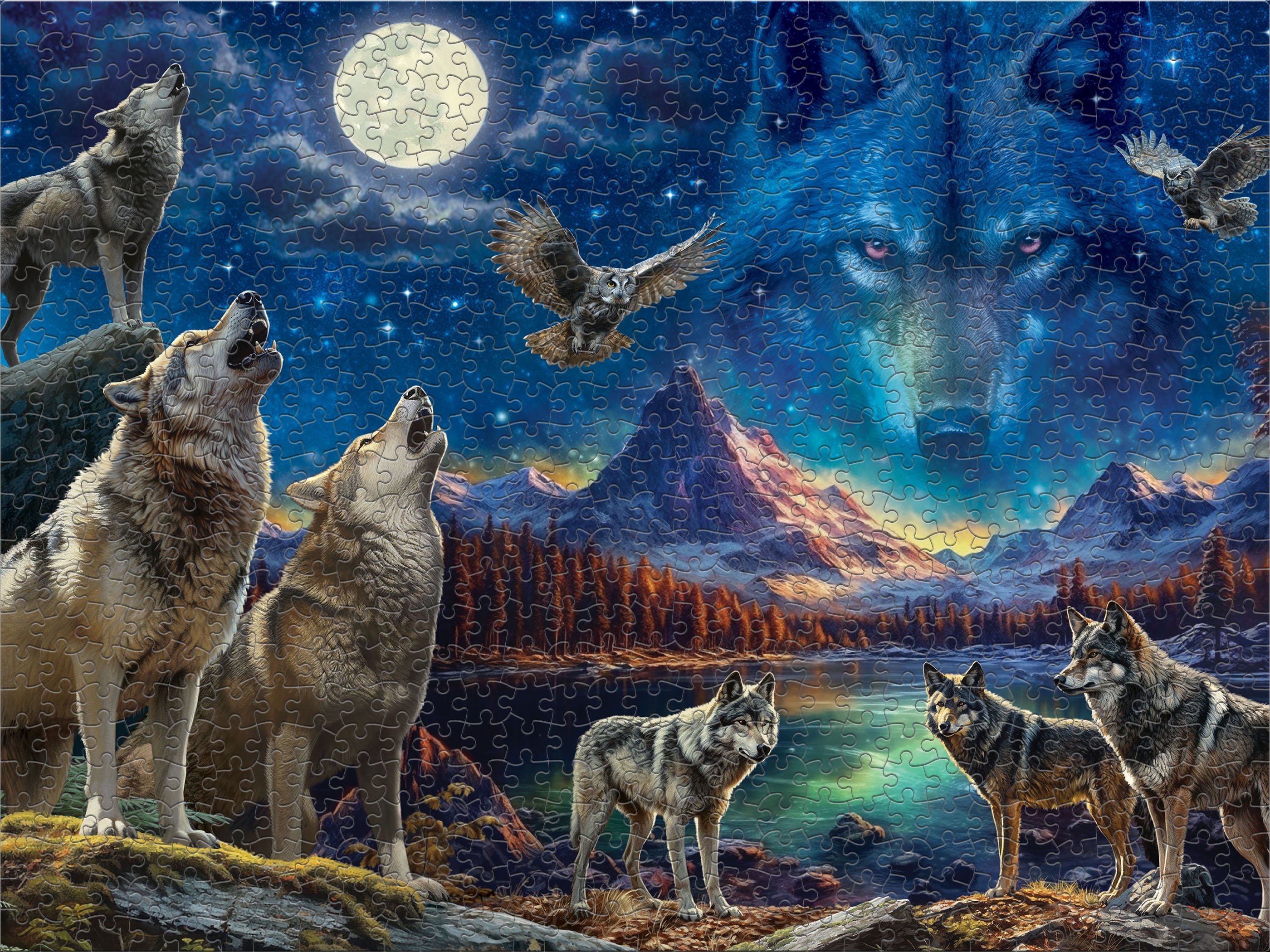 Ceaco The Beauty of Wolves Glow 750 Piece Interlocking Jigsaw Puzzle