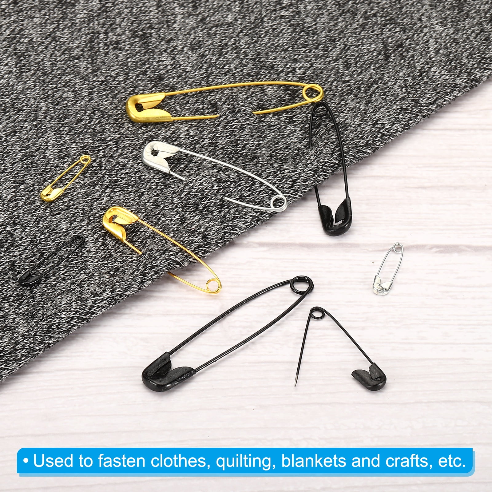 Uxcell Safety Pins 2.13 Inch Nickle Plated Small Sewing Pins Black 432Pcs