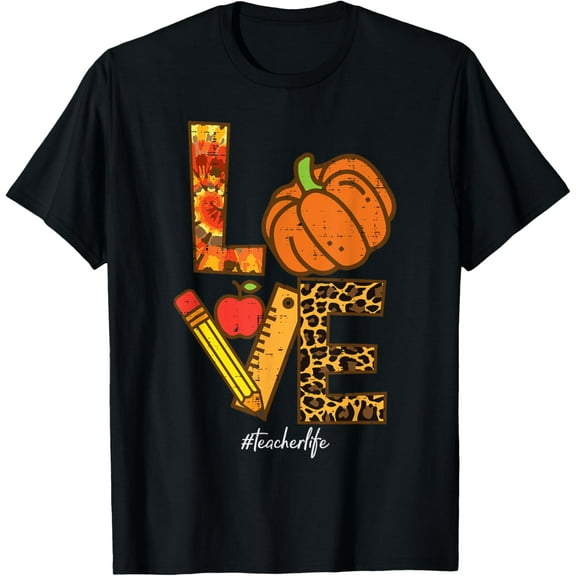 Playful Comfort Tee - Leopard Pumpkin Love Teacher Life Thanksgiving Fall Women T-Shirt