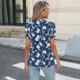 thumbnail image 5 of Mujeres de Manga Corta Tops Cuello Redondo Plisado Túnica, Tapa Casual Doblado Doblado Impreso Moda, 5 of 6