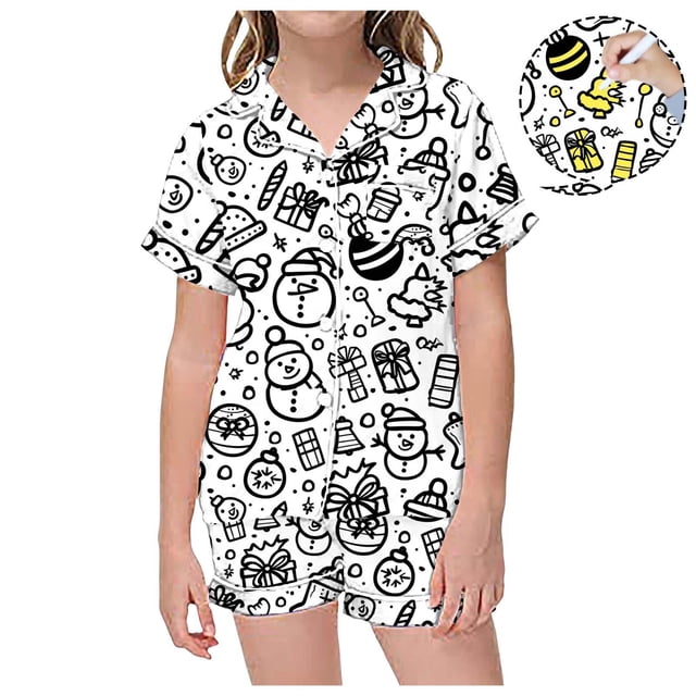 WEAIXIMIUNG Children's Hand Painted Sketching And Coloring DIY Hand Painted Pajama Set 150