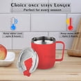 thumbnail image 5 of Vaccum Insulated Stainless Steel Coffee Mug With Handle - Red, 350ml | Premium Clear Cap Mug With Lid Flip Top - Leakproof Travel Coffee Mugs, Tea Cup | Easy To Clean, Freezer Safe, Non-slip, 5 of 5