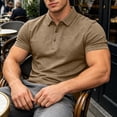 thumbnail image 5 of Ceisia Men's Textured Printed Golf Polo Shirts Short Sleeve Casual Tops Coffee XXXL Gift, 5 of 9