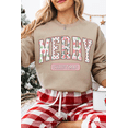 thumbnail image 2 of Women's Khaki MERRY CHRISTMAS Graphic Sweatshirt - Cozy Holiday Wear - [ZhiHiMeRi] | (US 4-6)S, 2 of 6