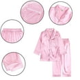 thumbnail image 2 of LYMAYTER Kid Baby Satin Pajama Set for Boys Girls 9M-13T Toddler Button down Silky Pajama Sleepwear Newborn Long Sleeve Nightwear Long Pants Loungewear, 2 of 9