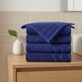 thumbnail image 5 of REGALWOVEN 4 Pack Solid Striped Cotton Washcloths, Soft Absorbent Fingertip Towels for Face, Body, and Spa Dark Blue 13" x 13", 5 of 6