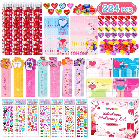 Set de tarjetas de regalo de papelería Thuodo para el día de San Valentín, 28 unidades para niños