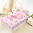 thumbnail image 4 of Erosebridal Cartoon Stripes Bow Twin Sheet Sets 3pcs For Teens,Girls Pink Personalized Initial P Bedding, 4 of 5