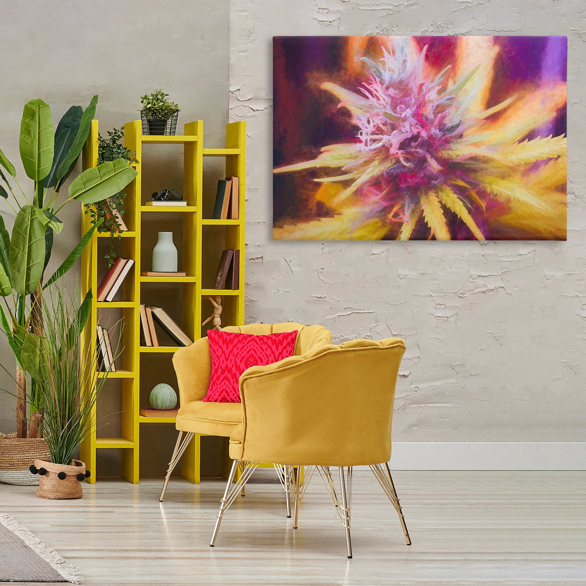 Stupell Industries Chalk Cannabis Flower Plants & Flowers Painting Wrapped Canvas Art Print Wall Art, 45 x 30