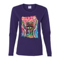 thumbnail image 3 of Dean Russo Cosmic Trash Panda Animal Lover Womens Graphic Long Sleeve T-Shirt, Purple, XX-Large, 3 of 6