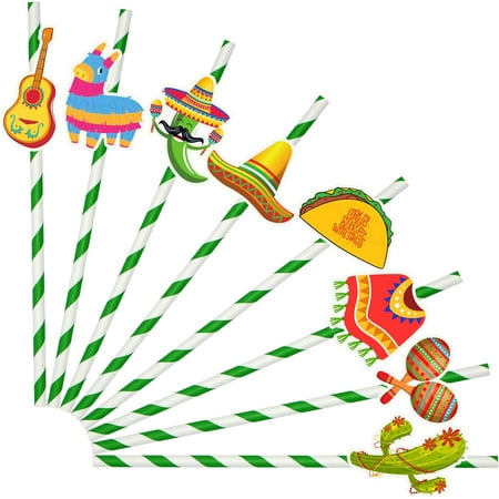 4E's Novelty 28 Pack Kids Fiesta Party Drinking Paper Straws – Cinco De Mayo Fiesta Party Favors & Decorations