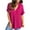 Hot Pink, variant on Womens Dressy Summer Tops V Neck Short Sleeve Cooling Lightweght Rayon Shirt Loose Solid Color Tunics Blouses (L, Navy)
