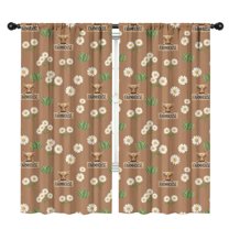 Blackout Kids Curtains,Brown Highland Cow Flower Grass Pattern Childrens Insulated Curtains Set Of 2,Bedroom Essentials,Toddler Room Decor 42"x84"