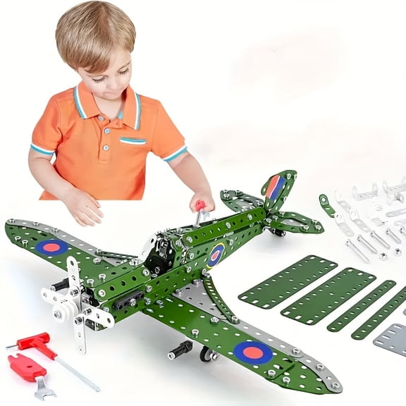 Metal Plane Building Kit - STEM Educational Construction Toy for Kids Ages 8-12, 300  Piece Engineering Puzzle with Real Tools, Perfect Christmas & Birthday Gift for Young Builders