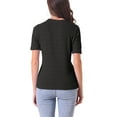 thumbnail image 3 of INSPIRE CHIC Women's T-Shirt Round Neck Short Sleeve Basic Casual Textured Top XS Black, 3 of 6